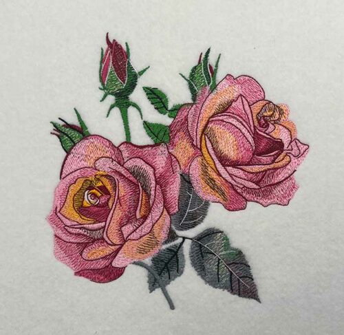 Pink rose 2 embroidery design