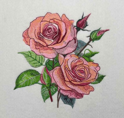 Pink rose 3 embroidery design