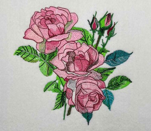 Pink rose 4 embroidery design