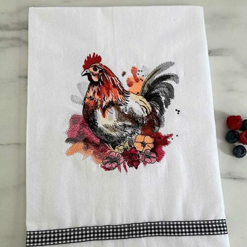 Floral Chicken Towel Emboridery Design