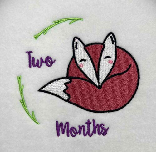 milestones 2 months embroidery design