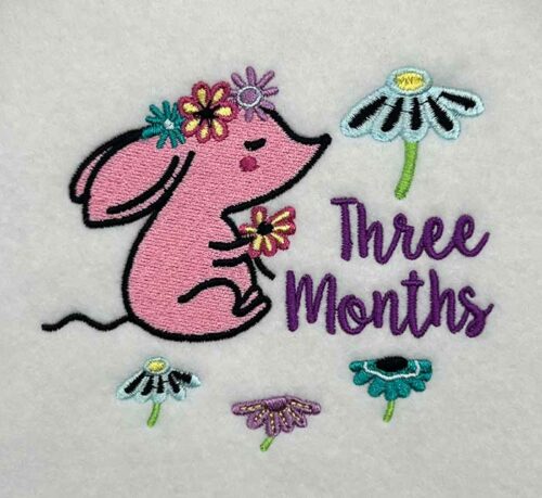 milestones 3 months embroidery design