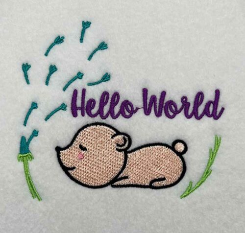 hello world embroidery design
