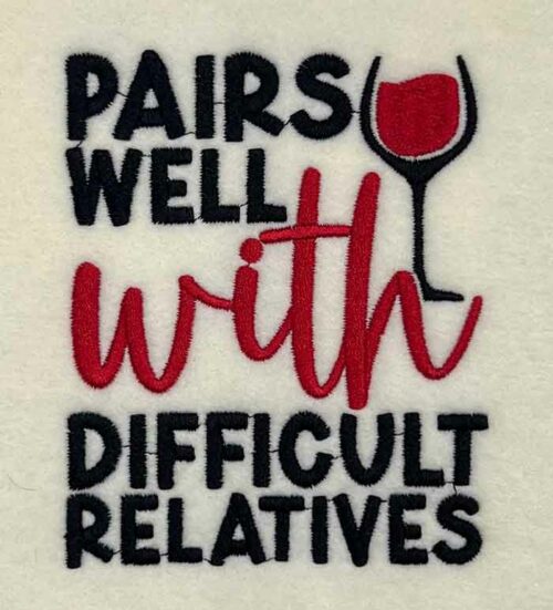 difficult relatives embroidery design