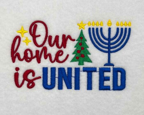 Home is united embroidery design