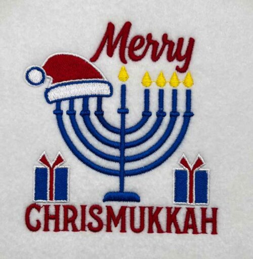 Merry Chrismukkah embroidery design