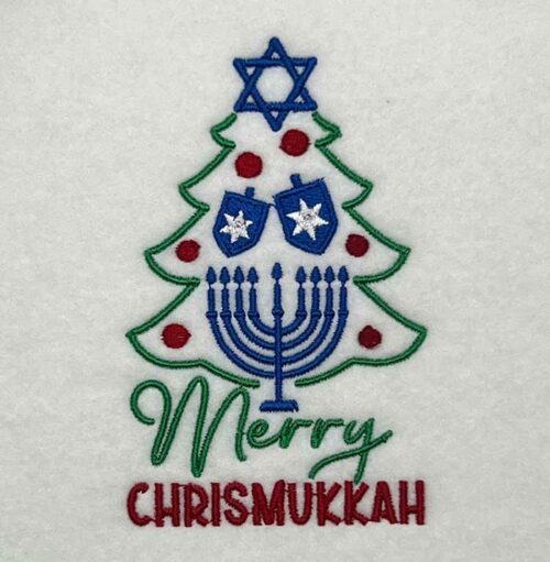 Merry Christmukkah tree embroidery design