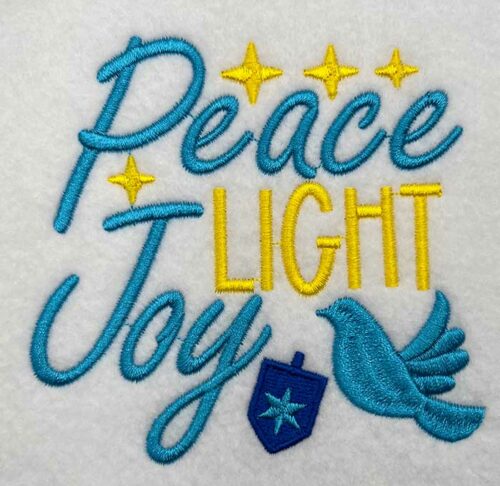 joy light peace embroidery design