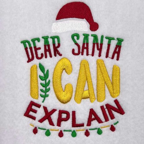 Dear Santa I can explain embroidery design