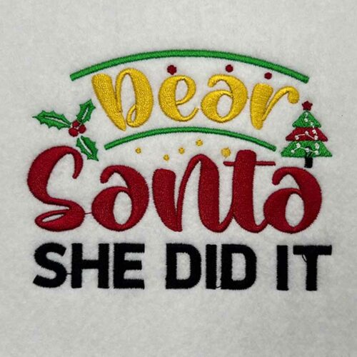 she did it embroidery design