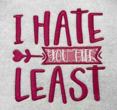 I hat you embroidery design