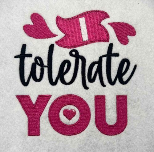 I tolerate you embroidery design