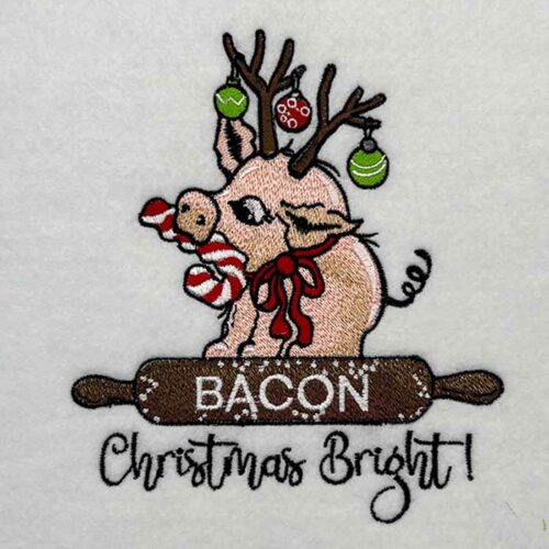 Bacon Christmas Bright Emboridery Design