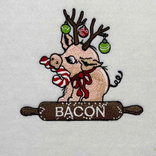 bacon christmas embroidery design