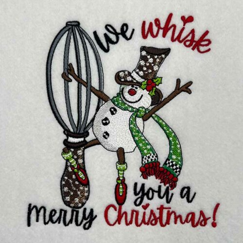 whisk snowman embroidery design