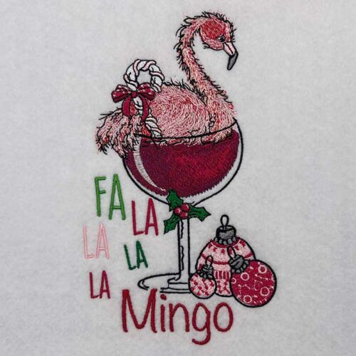 Christmas cheer flamingo embroidery design