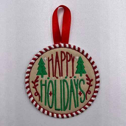 Christmas Ornament Happy Holidays embroidery design