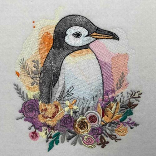 Floral Penguin 2embroidery design