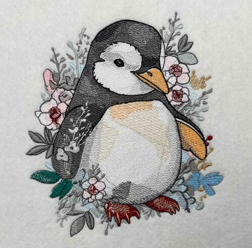 Floral Penguin 3 embroidery design