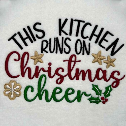 kitchen run on cheer embroidery design