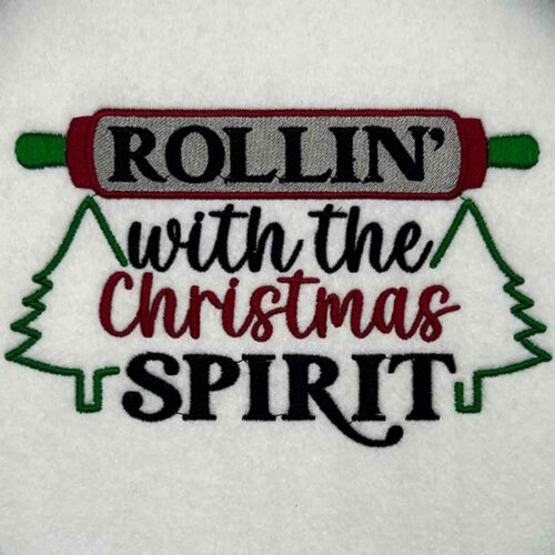 rollin christmas spirit embroidery design
