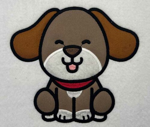 dog applique embroidery design