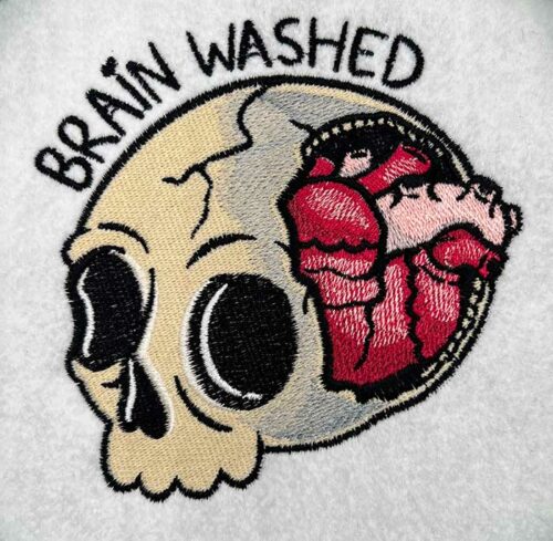 skull brain embroidery design