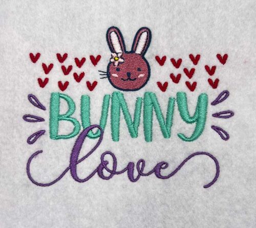 bunny love embroidery design