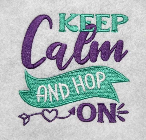 keep calm and hop on embroidery design