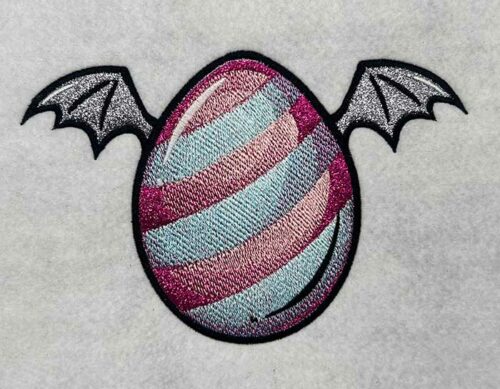 egg bat wings embroidery design