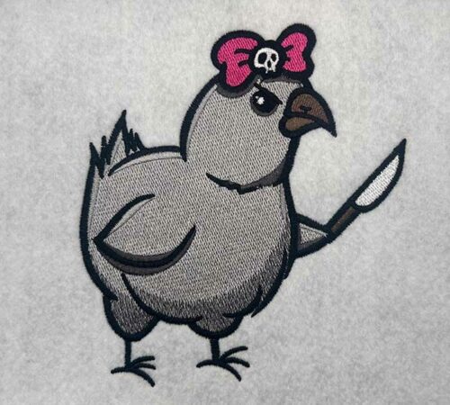 goth chicken embroidery design