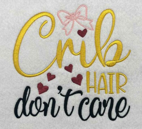 crib hair embroidery design
