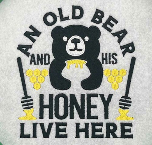 old bear honey embroidery design