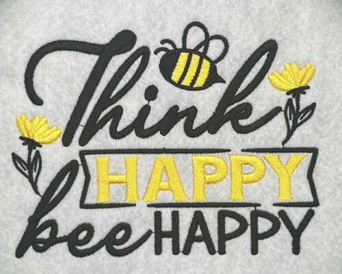 think happy embroidery design