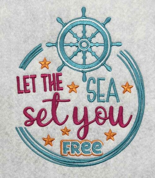 Let the sea set you free embroidery design
