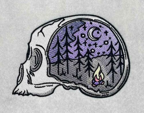 camp skull embroidery design