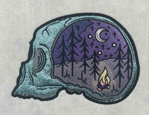 camp skull applique embroidery design