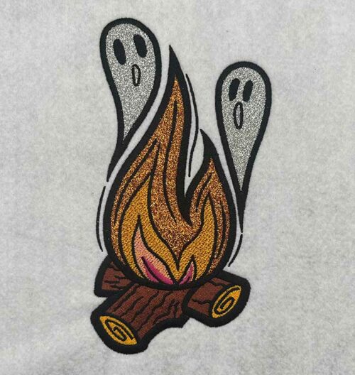 campfire ghosts applique embroidery design