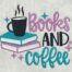 books and coffee embroidery design