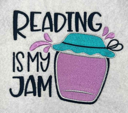 reading is my jam embroidery design