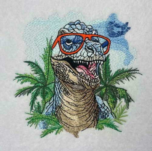 Summer T-Rex 8 embroidery design