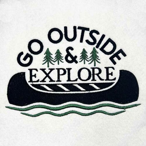 go outside explore embroidery design