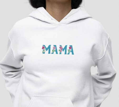 Mama floral embroidery design